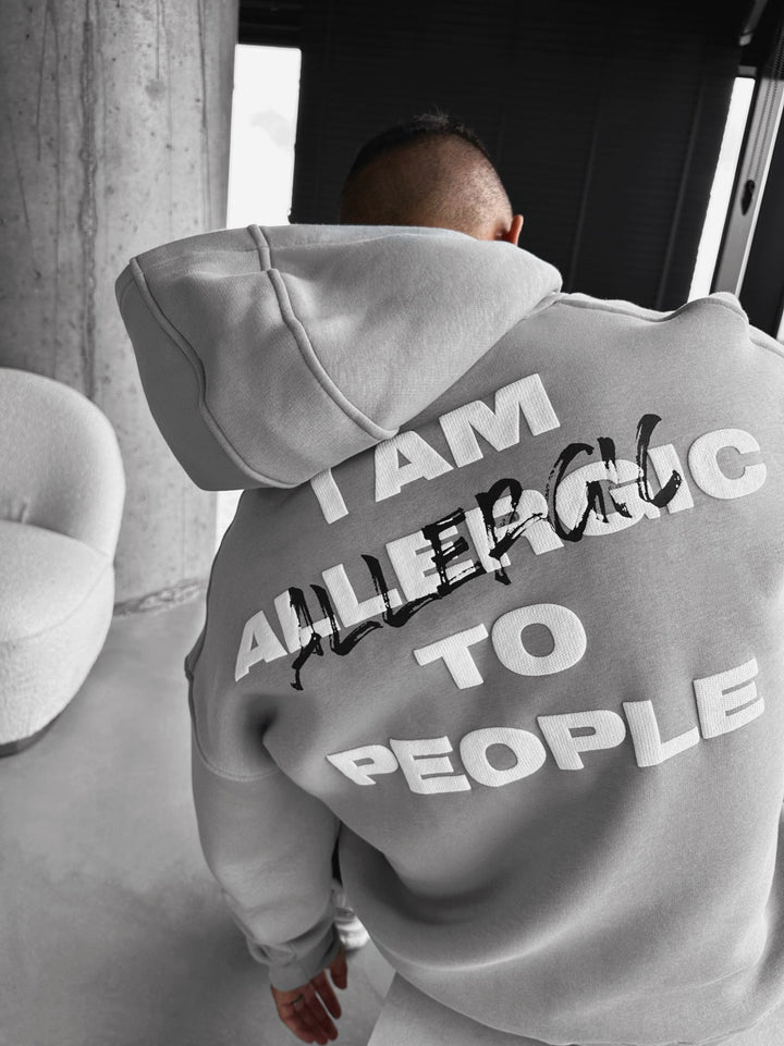 Oversize Allergiczny Hoodie - Szary