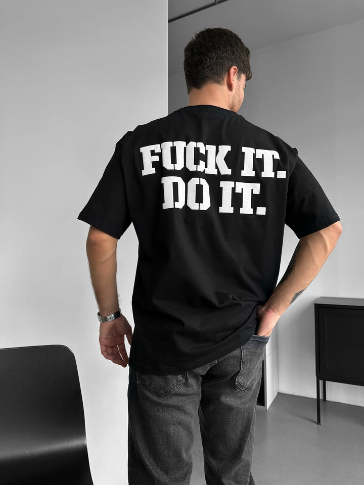 Oversize Do It T-shirt - Czarny