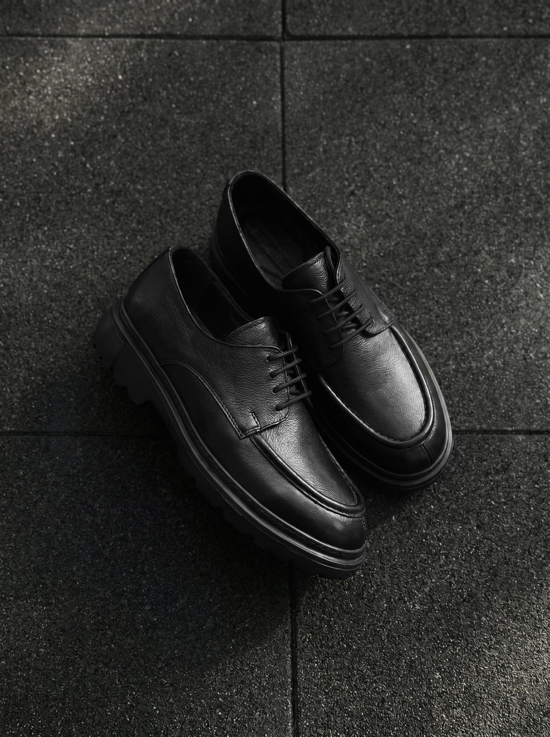 Casual Leather Shoes - Czarne