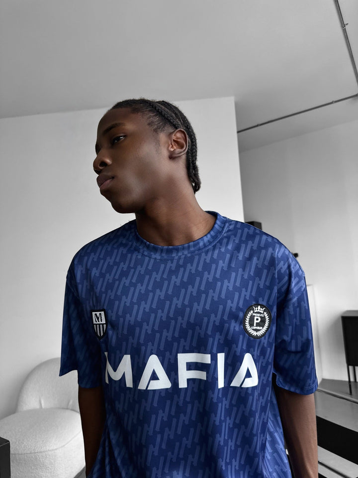Oversize Mafia T-shirt - Niebieski