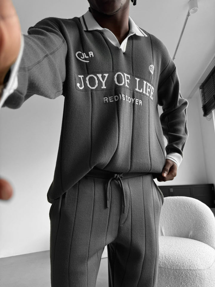 Luźny Sweter Polo JLR - Antracyt