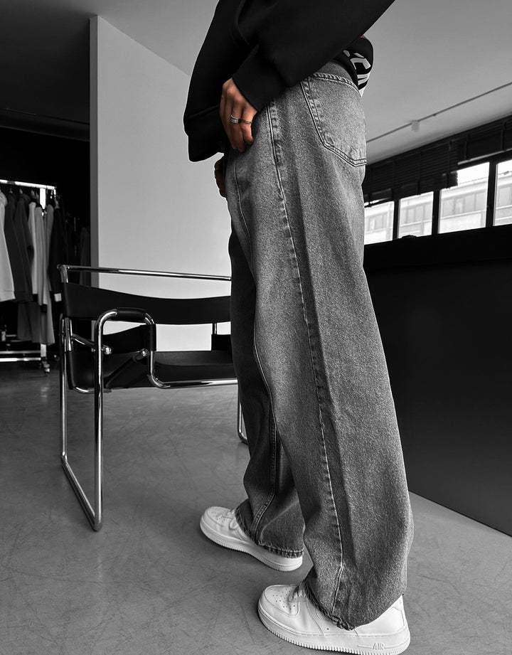 Luźne dżinsy Relax Baggy Front Line Fit - Antracyt