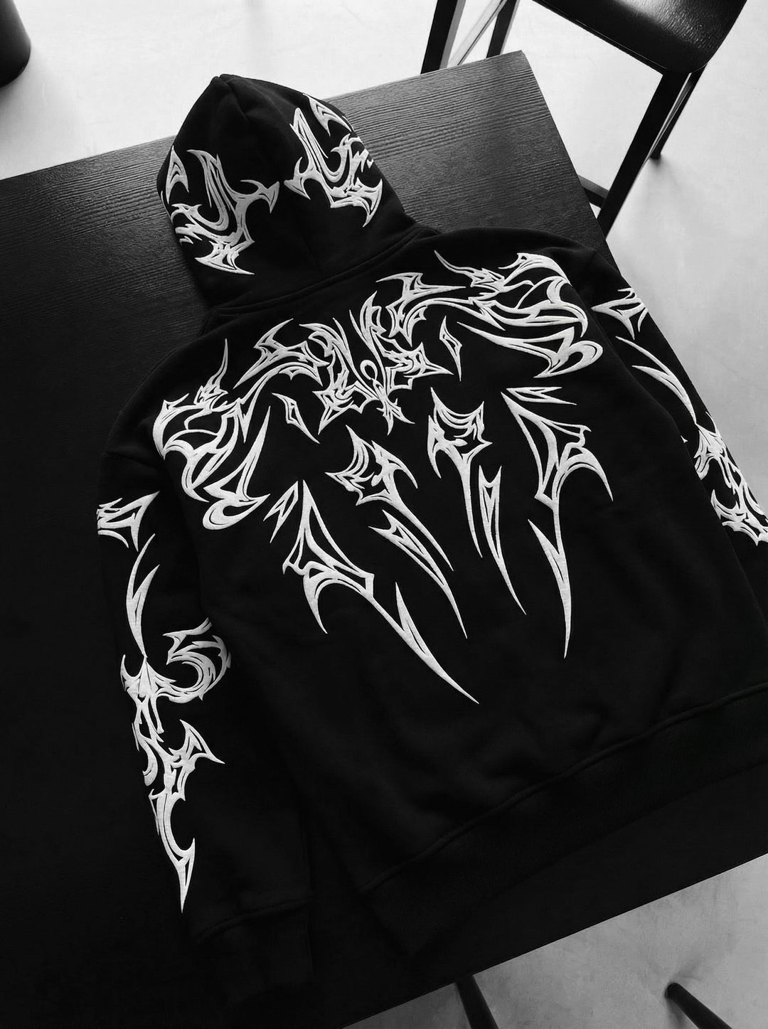 Oversize Mafia Tribal Hoodie - Czarny