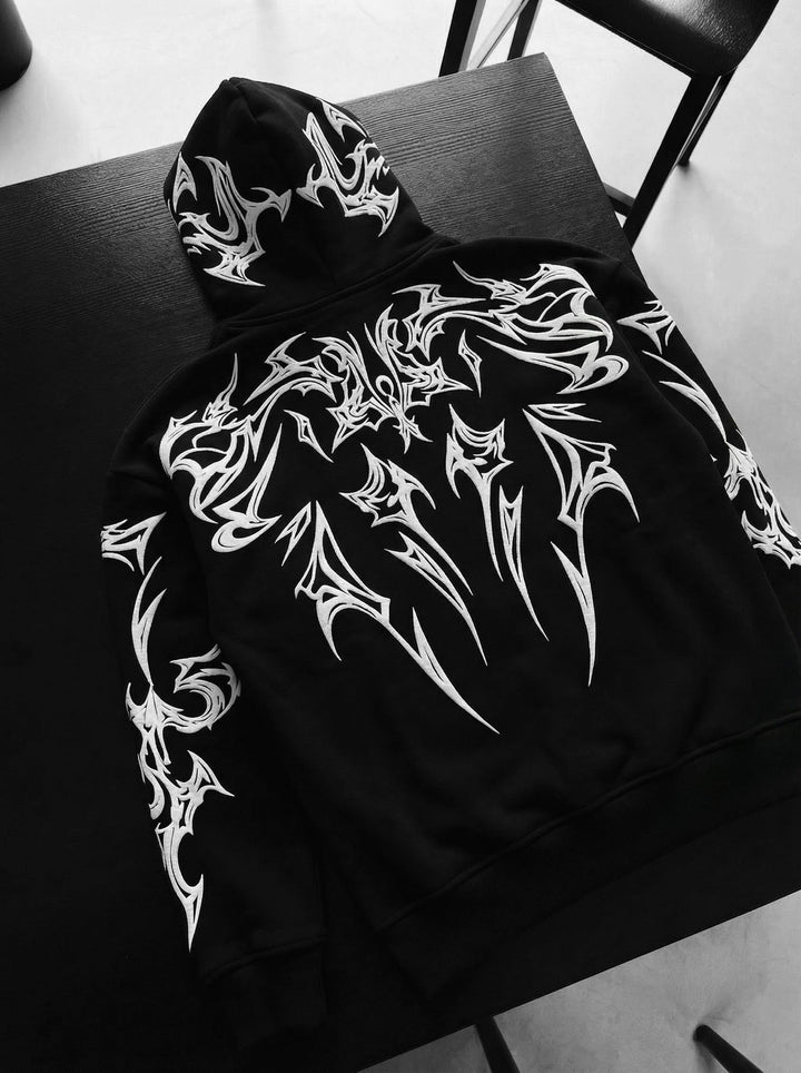 Oversize Mafia Tribal Hoodie - Czarny