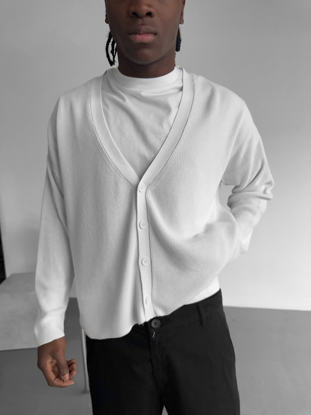 Oversize Crop Kardigan - Ecru