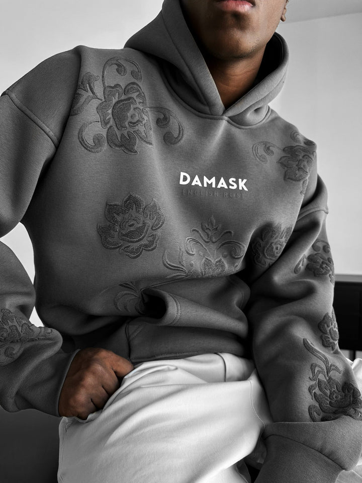 Oversize Damask Hoodie - Antracyt