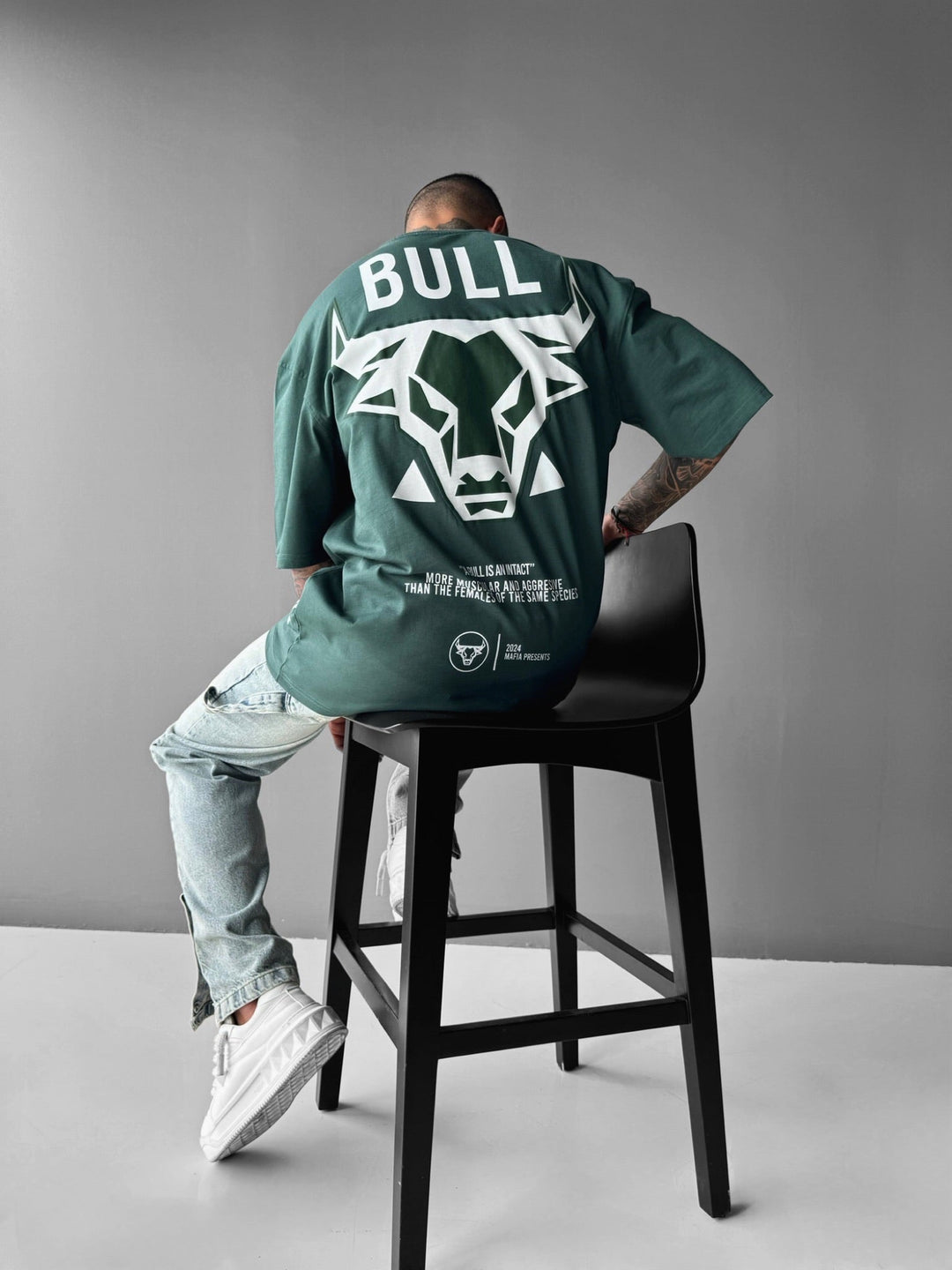 Oversize T-shirt z bykiem - Petrol
