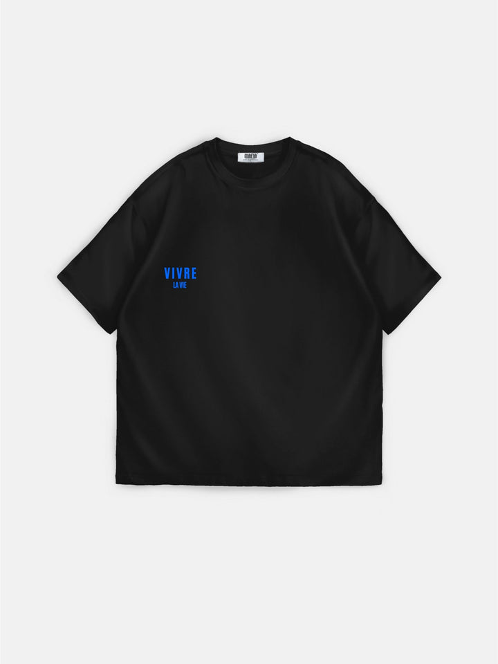 T-shirt Oversize Vivre la Vie - Czarny i Niebieski