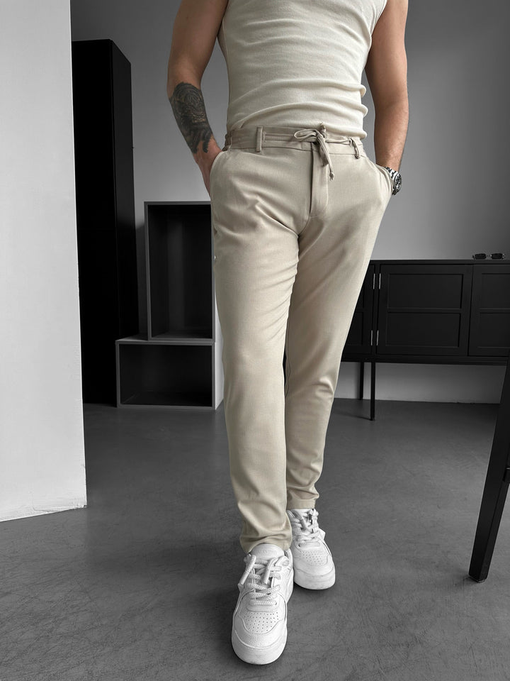 Nowoczesne Luźne Spodnie Casual - Beżowe