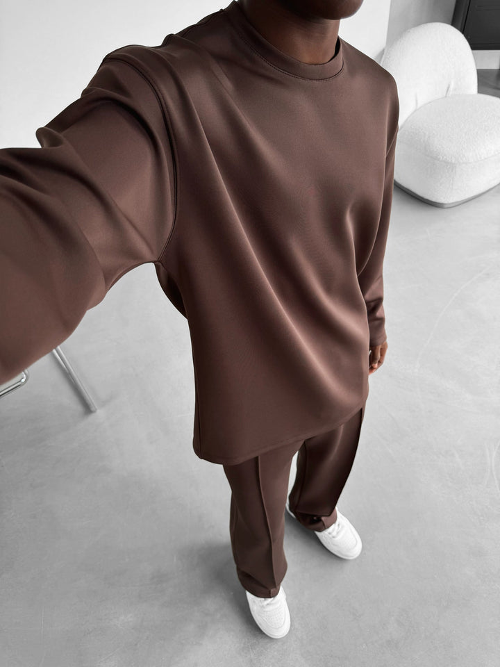 Oversize Diver Sweatshirt - Brązowy