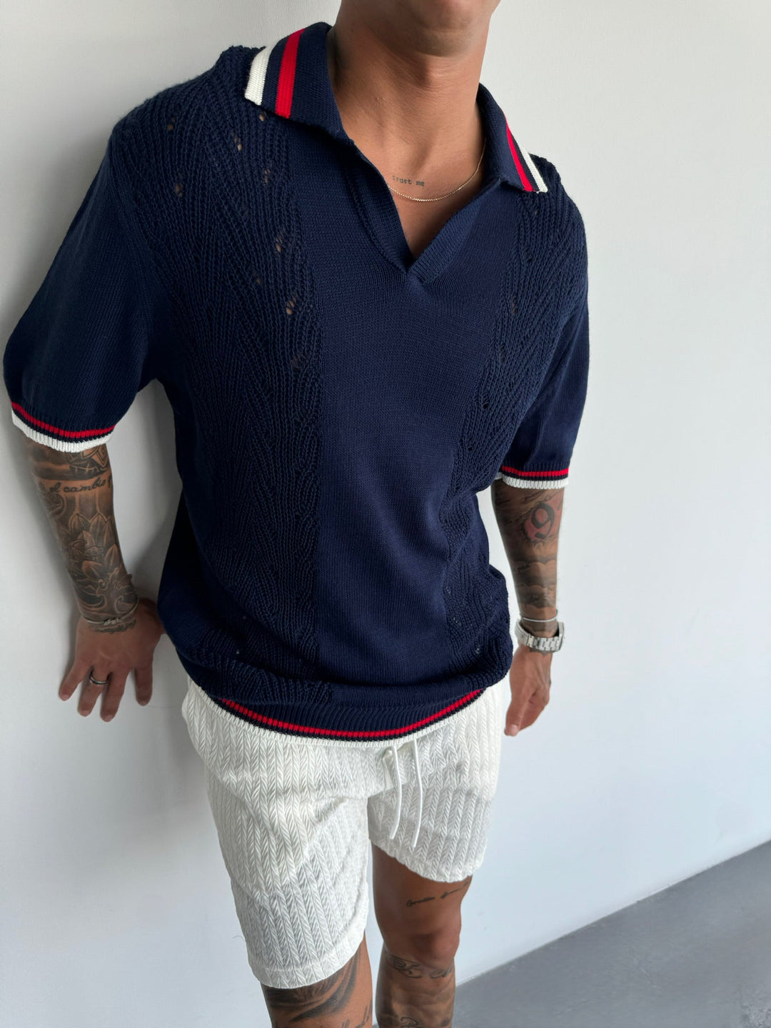 Koszulka Polo Slim Fit z detalami - Indygo