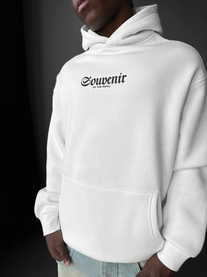 Oversize Pamiątkowy Hoodie - Biały i Czerwony