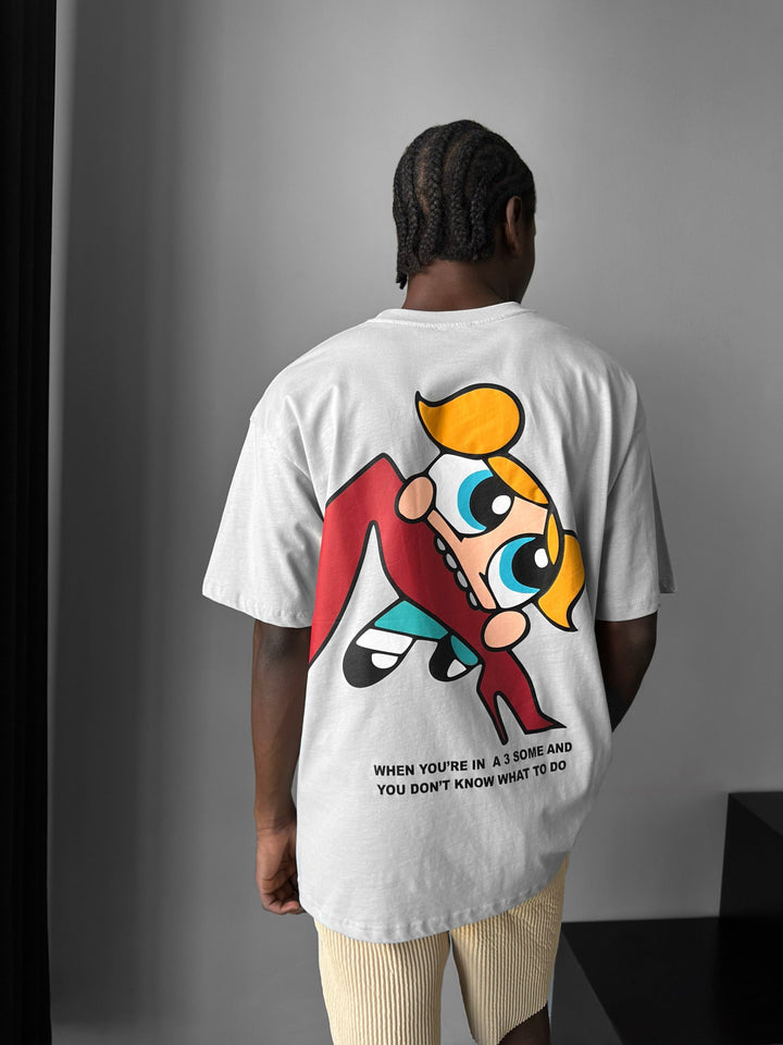 T-shirt Komiksowy Oversize - Szary