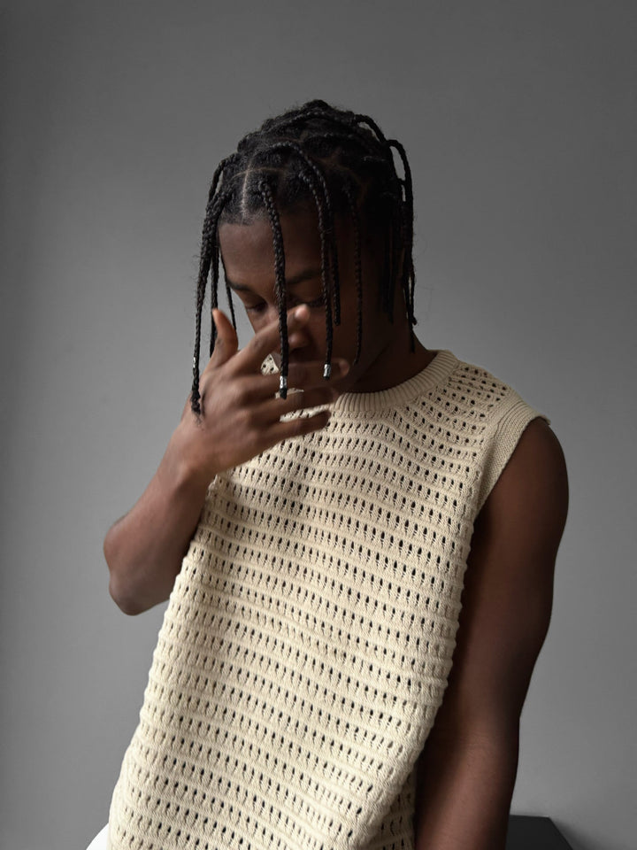 Oversize Grid Tanktop - Kamień