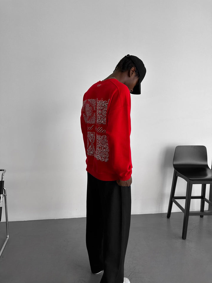 Oversize Sacred Rebellion Sweter - Czerwony