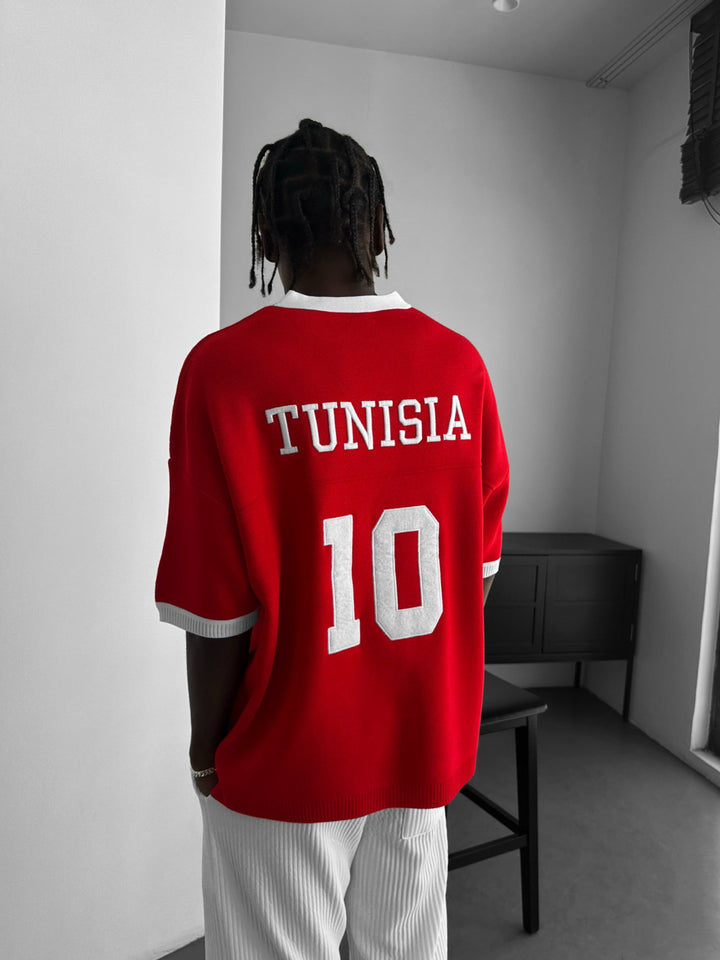 Oversize T-shirt z dzianiny w Tunisie - Czerwony