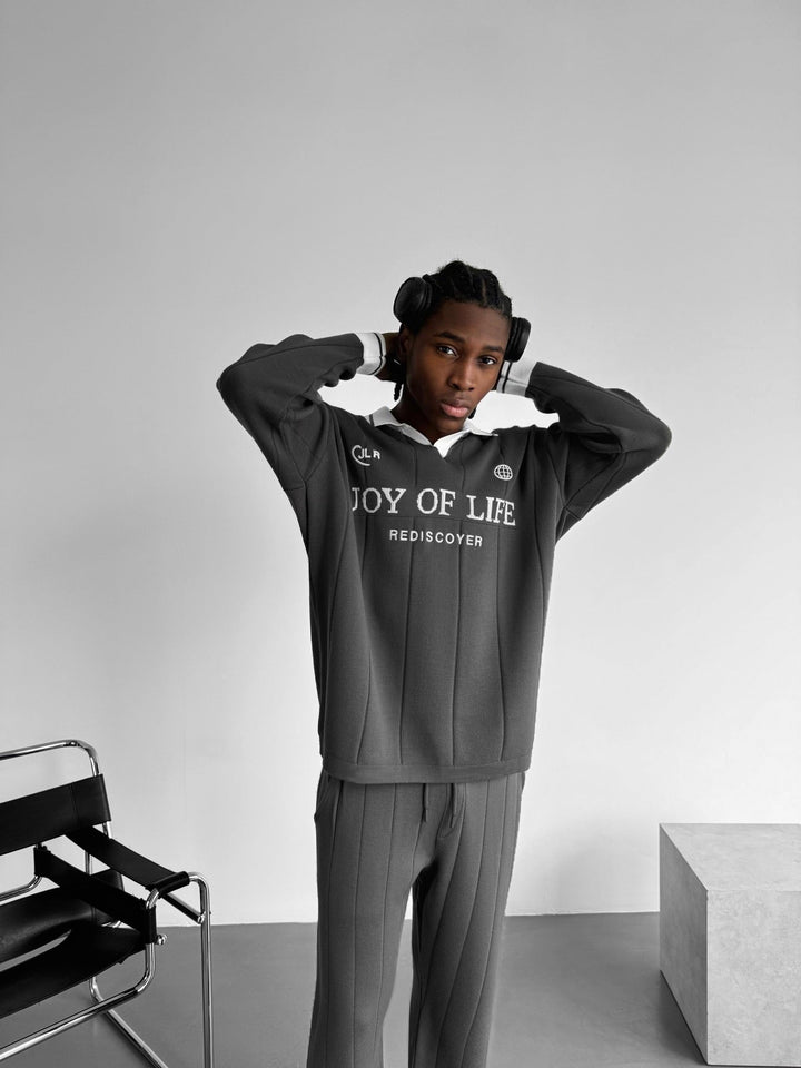 Luźny Sweter Polo JLR - Antracyt