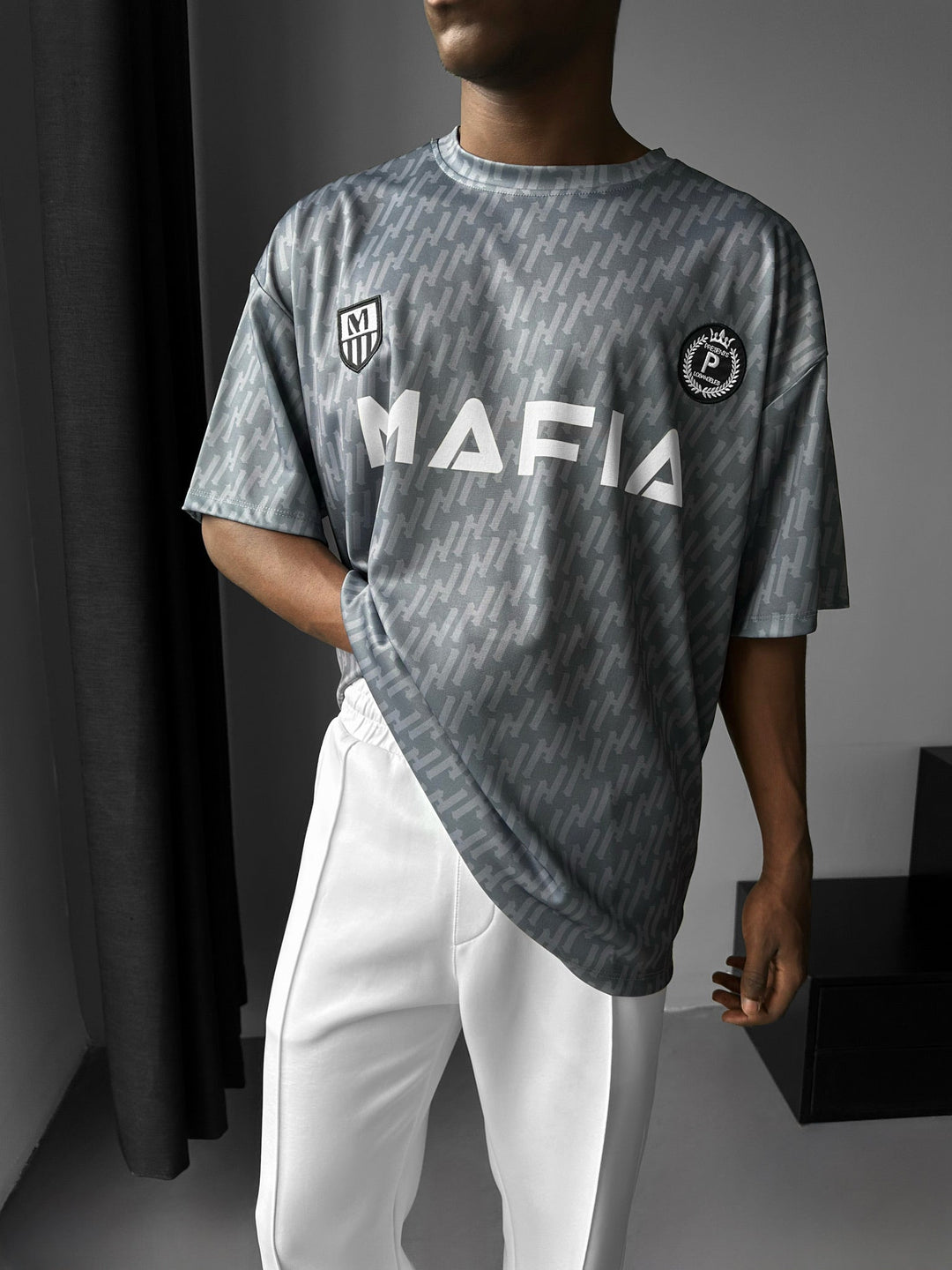 Oversize Mafia Trikot T-Shirt - Antracyt
