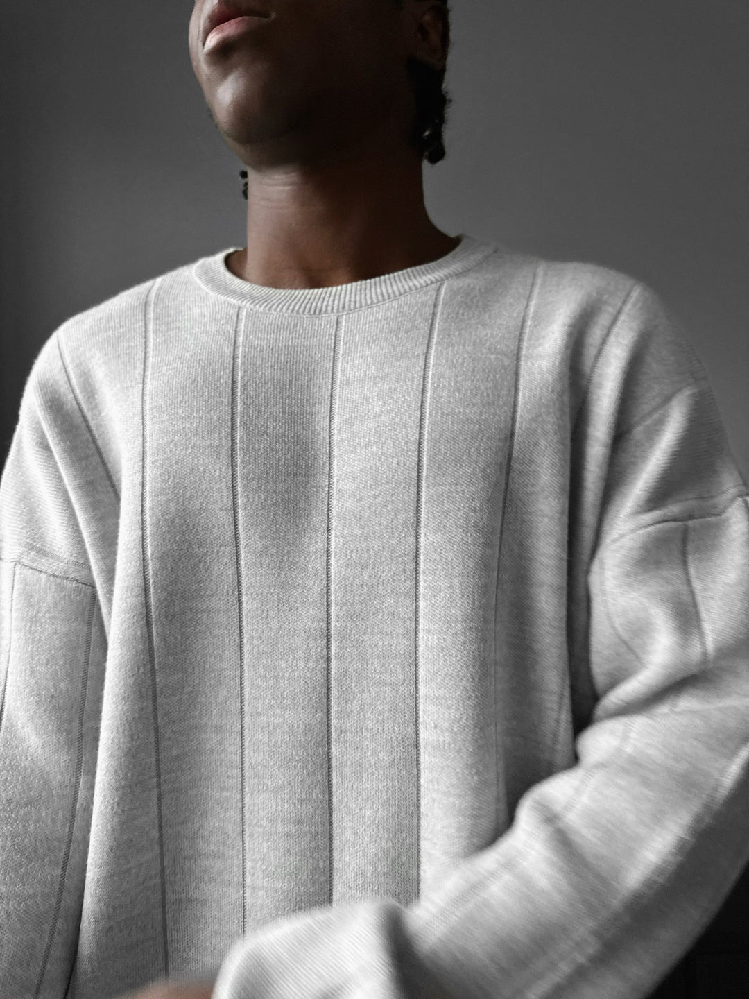 Sweter Oversize Lines - Jasnoszary