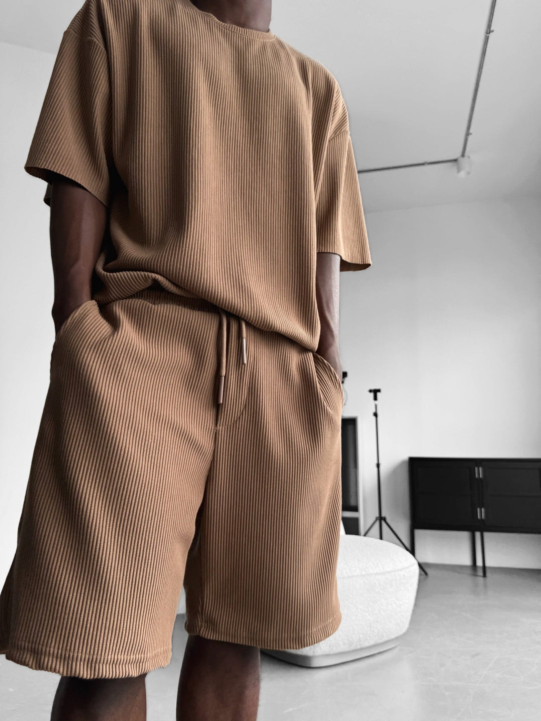 T-shirt Oversize z Bawełny - Brązowy