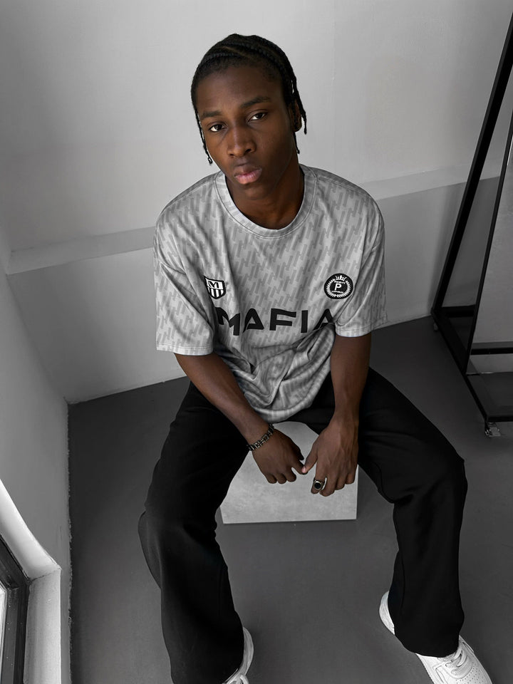 Oversize Mafia Trikot T-Shirt - Szary