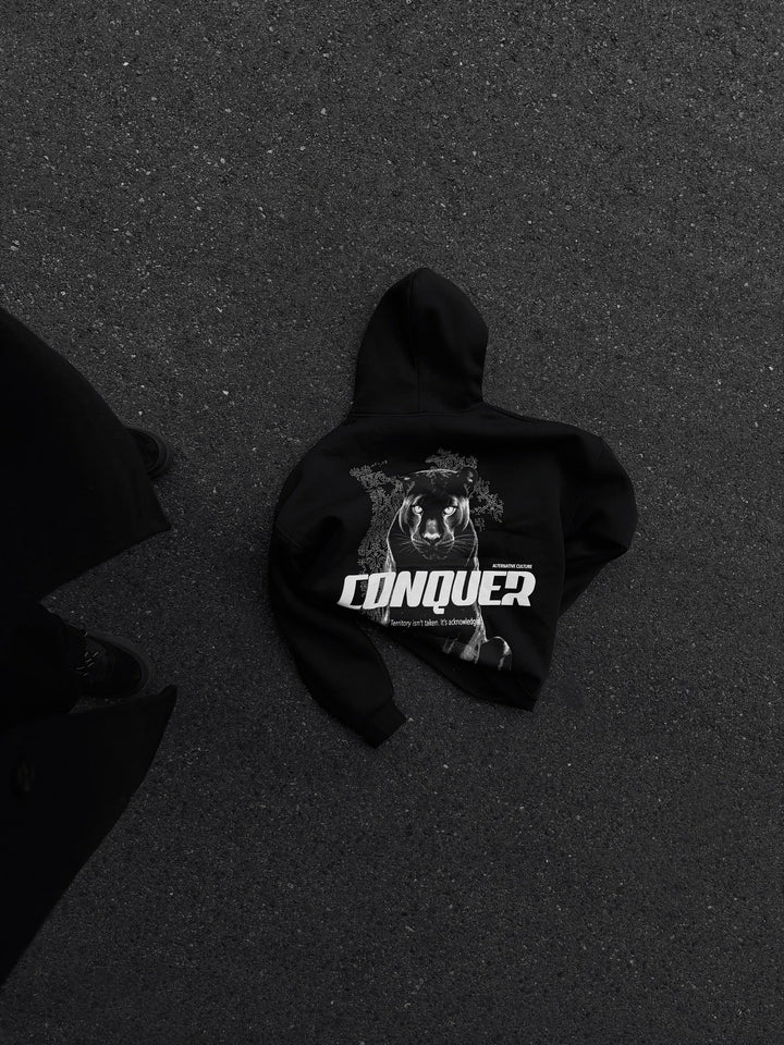 Oversize Conquer Hoodie - Czarny