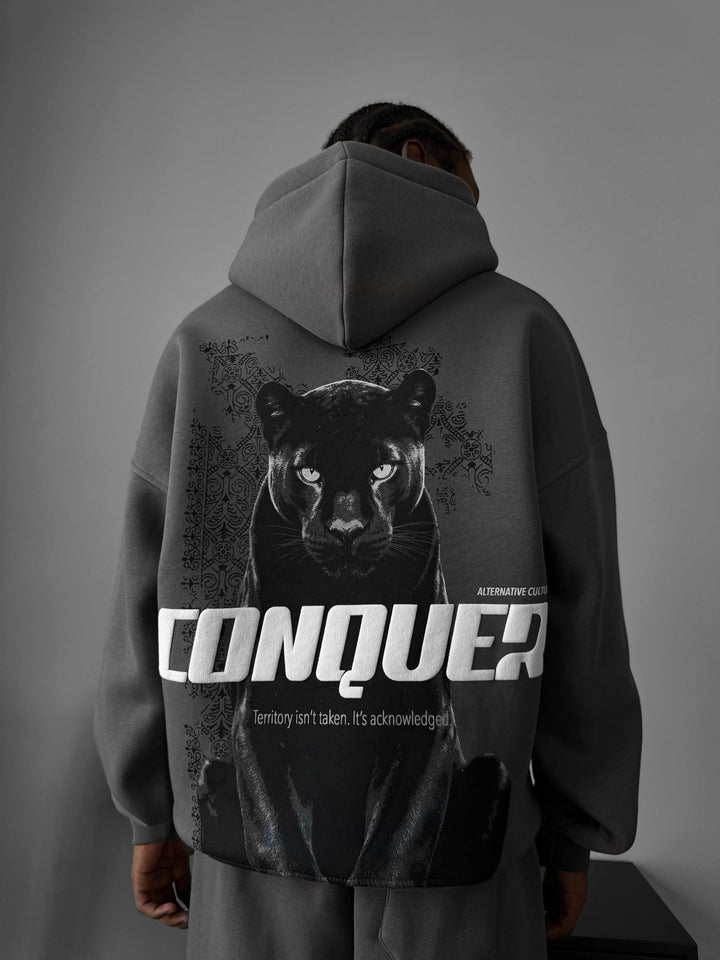 Oversize Conquer Hoodie - Antracyt