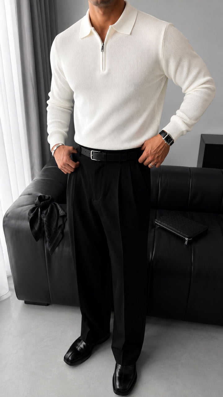 Sweter Polo o Luźnym Kroju - Ecru