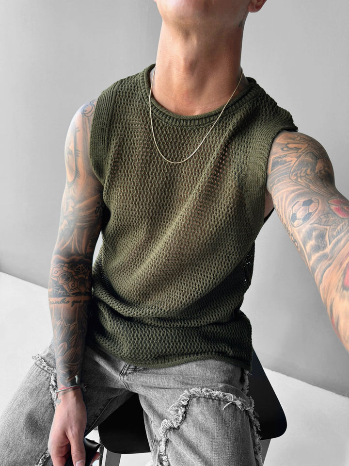 Oversize Teksturowany Top - Khaki