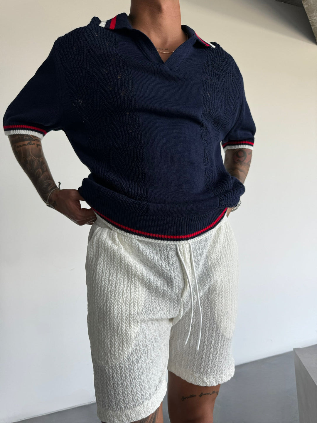 Koszulka Polo Slim Fit z detalami - Indygo