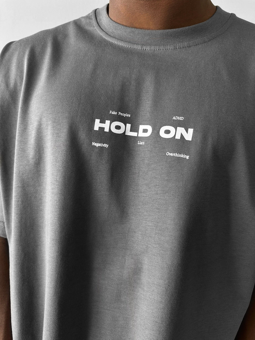 Oversize "Hold On" T-Shirt - Antracyt
