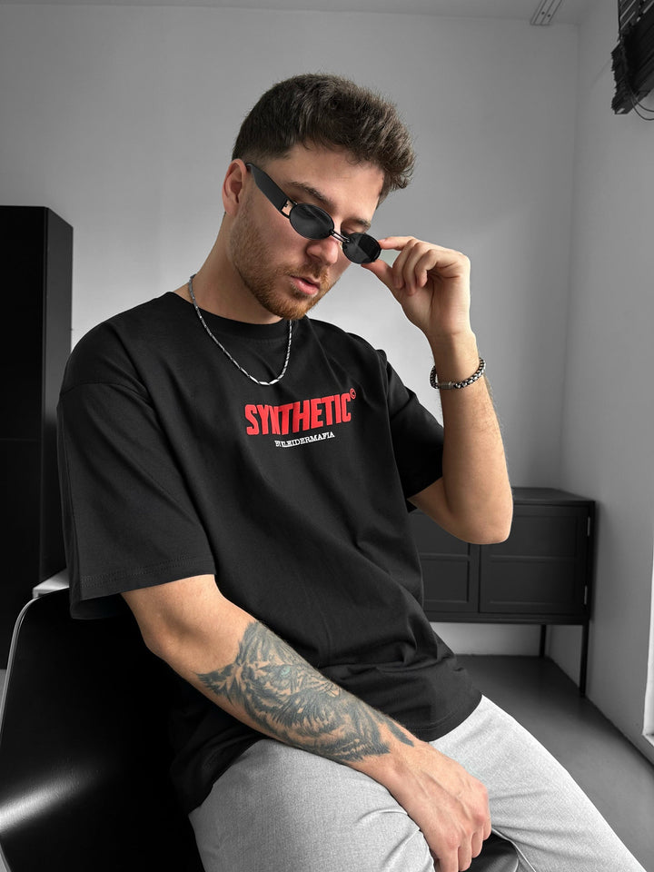 Oversize Synthetic T-shirt - Czarny