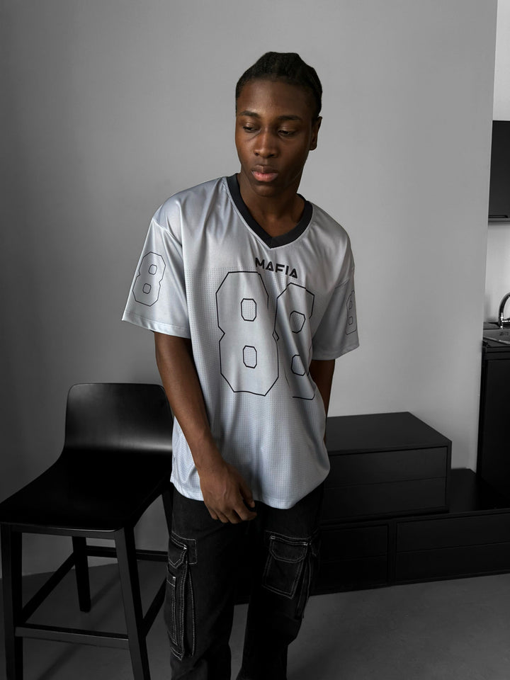 Oversize Varsity Mafia T-Shirt - Szary