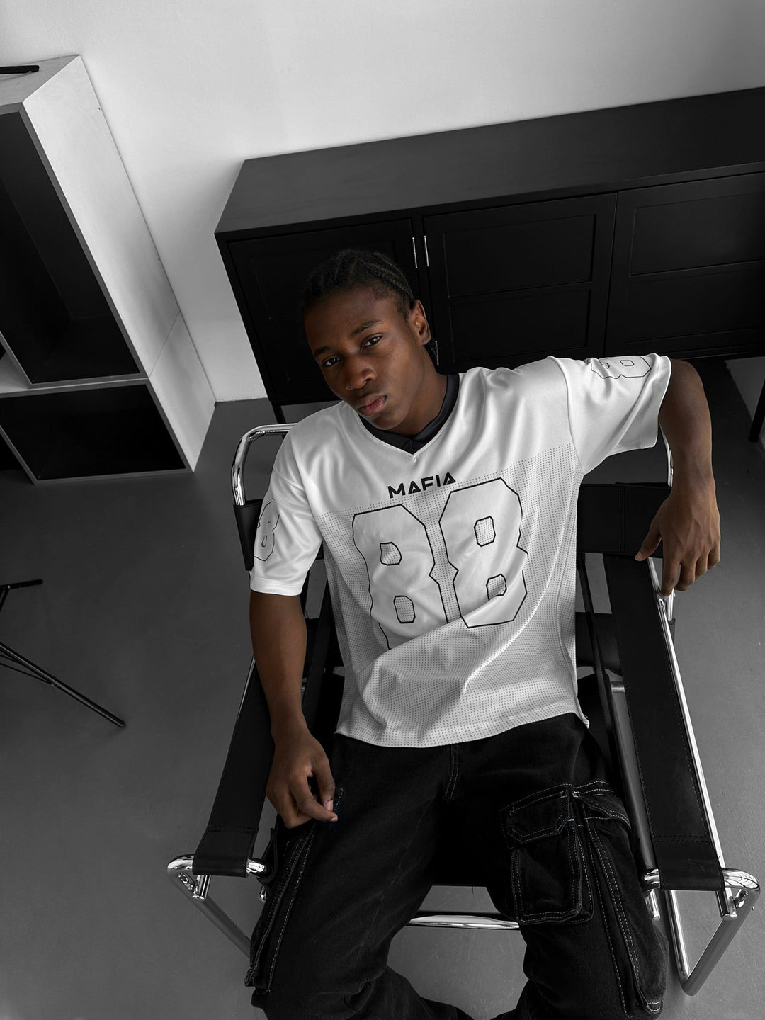 Oversize Varsity Mafia T-Shirt - Ecru