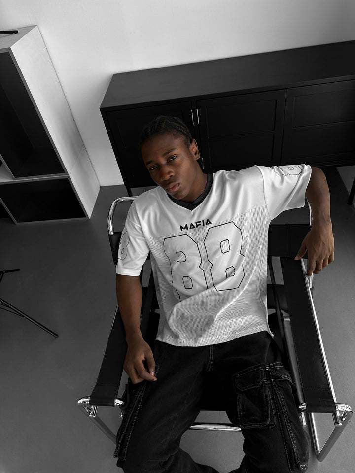 Oversize Varsity Mafia T-Shirt - Ecru