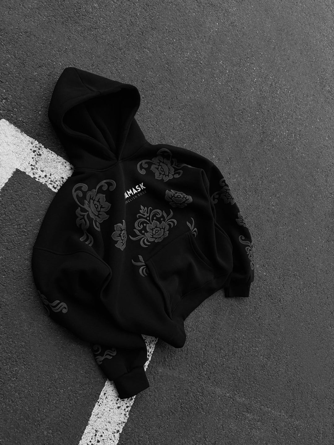 Oversize Damask Hoodie - Czarny