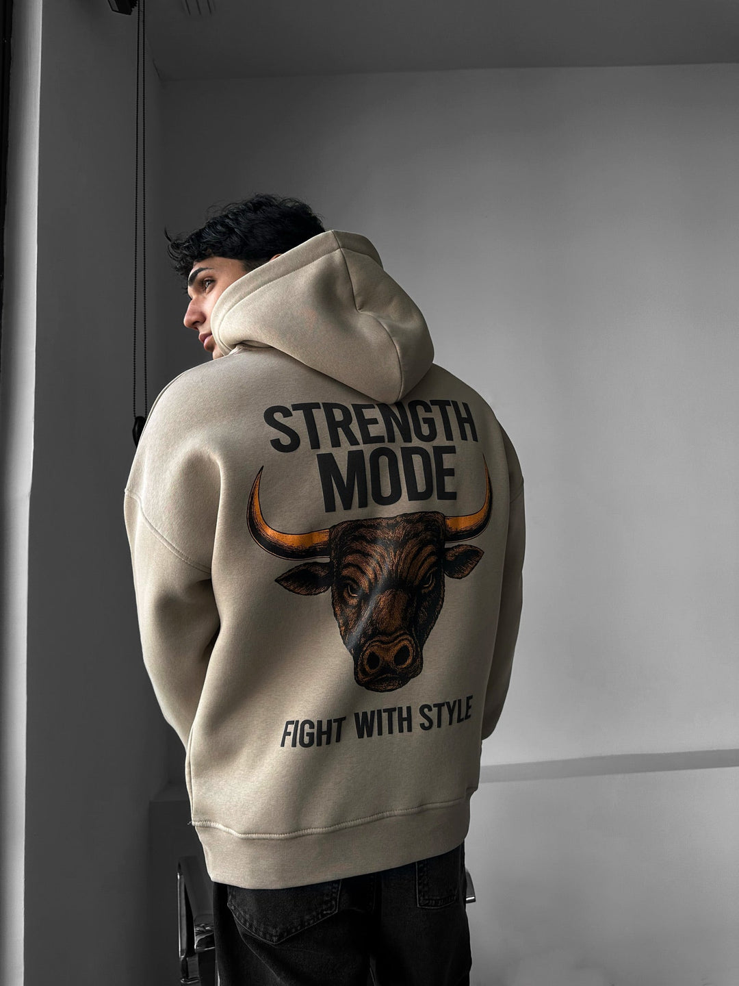 Hoodie w trybie oversize - Kamień