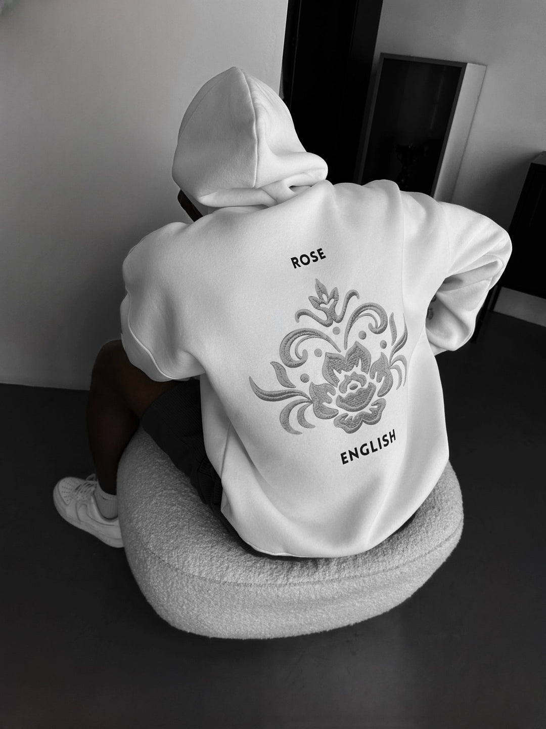 Oversize Damask Hoodie - Ecru