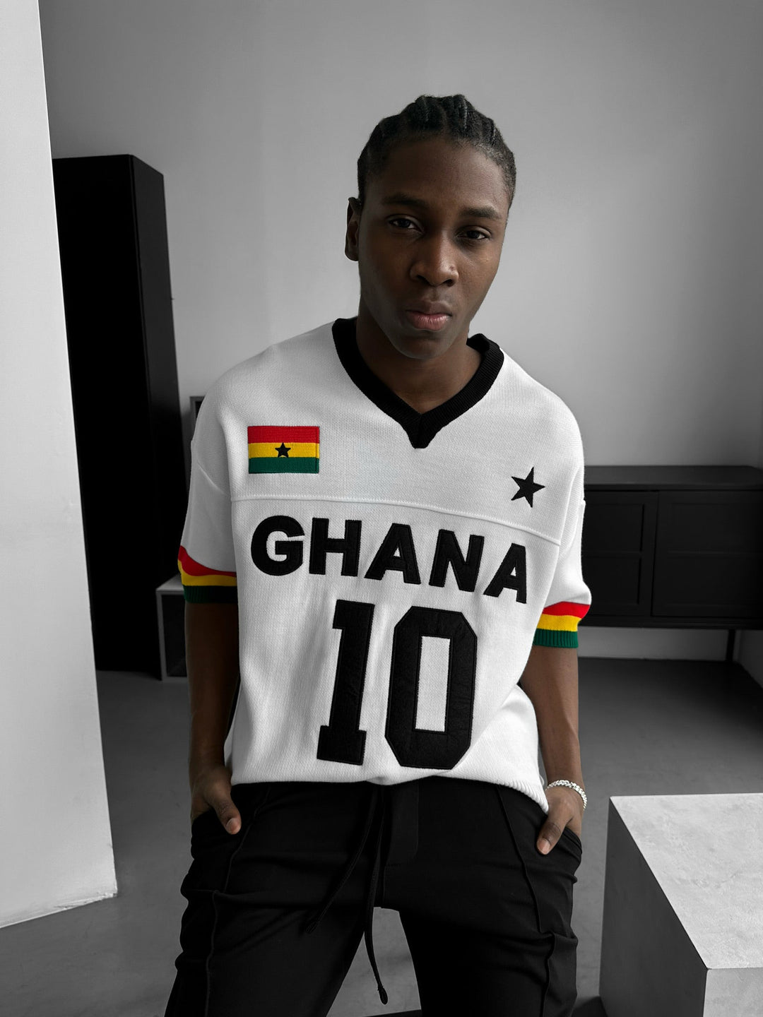 Oversize Ghana Knit T-shirt - Biały
