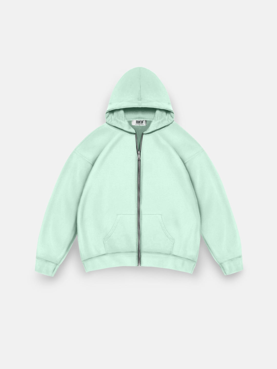 Oversize Basic Zipper Hoodie - Misty Jade