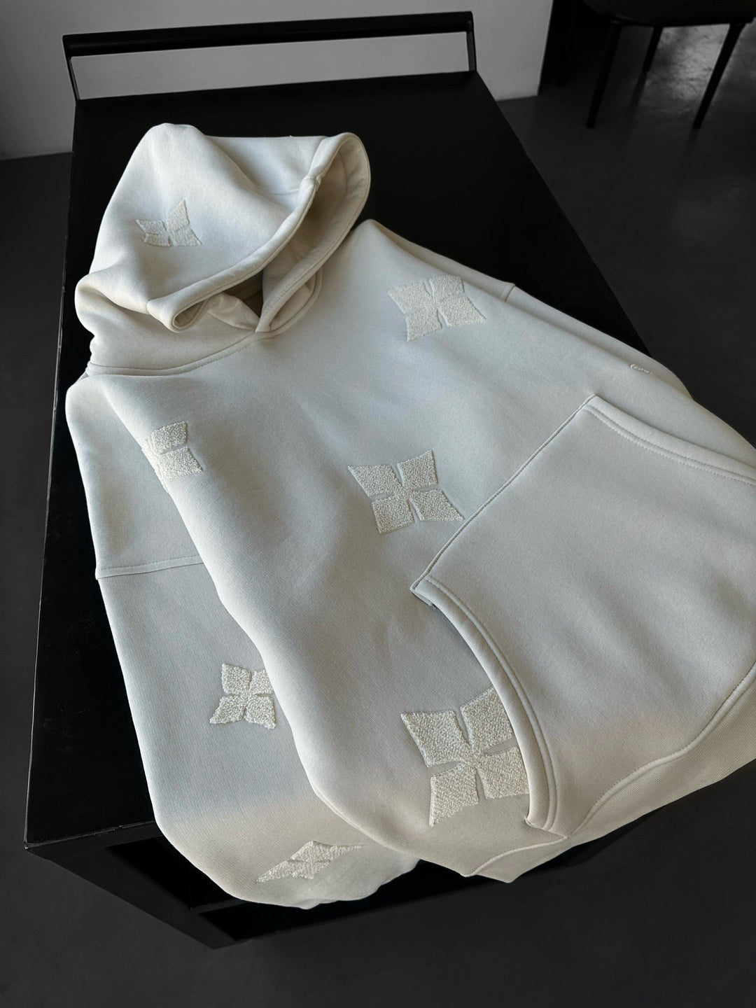 Oversize Szczegółowy Hoodie - Beżowy