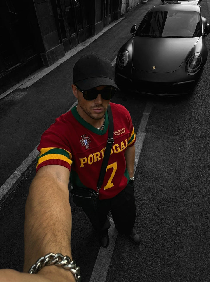 Oversize Portugal Knit T-shirt - Czerwony