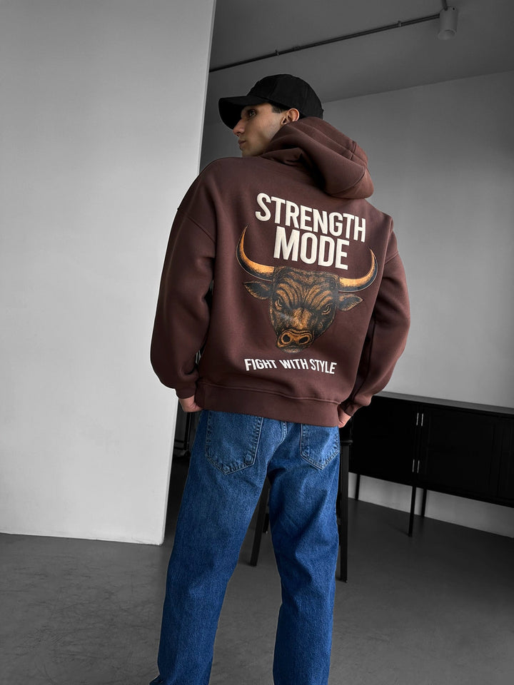 Hoodie w trybie oversize - Brązowy
