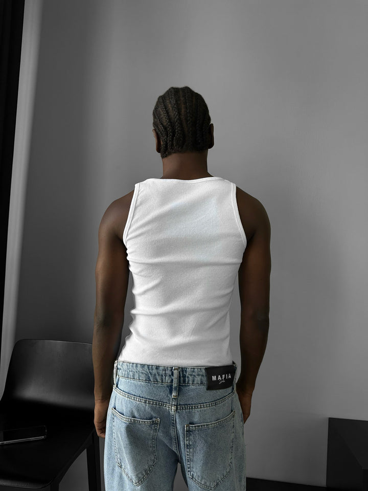 Slim Fit Basic Tanktop - Biały