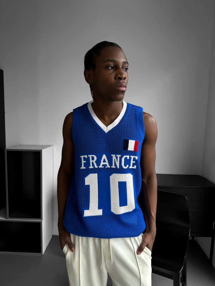 Oversize France Knit Tanktop - Sax