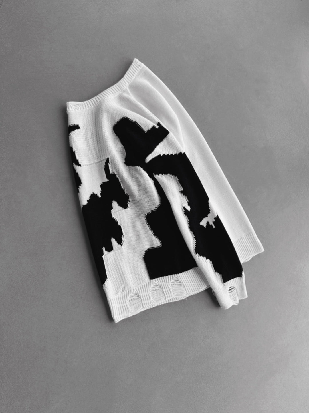 Oversize Sweter z Wełny Krowiej - Biały