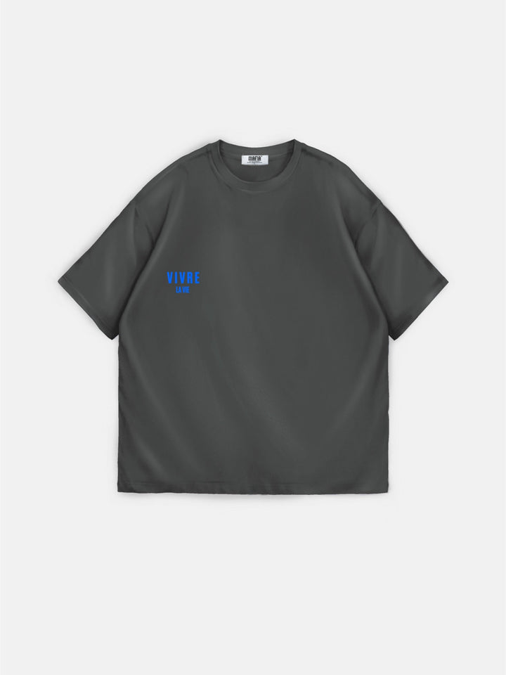Oversize T-shirt Vivre la Vie - Antracyt