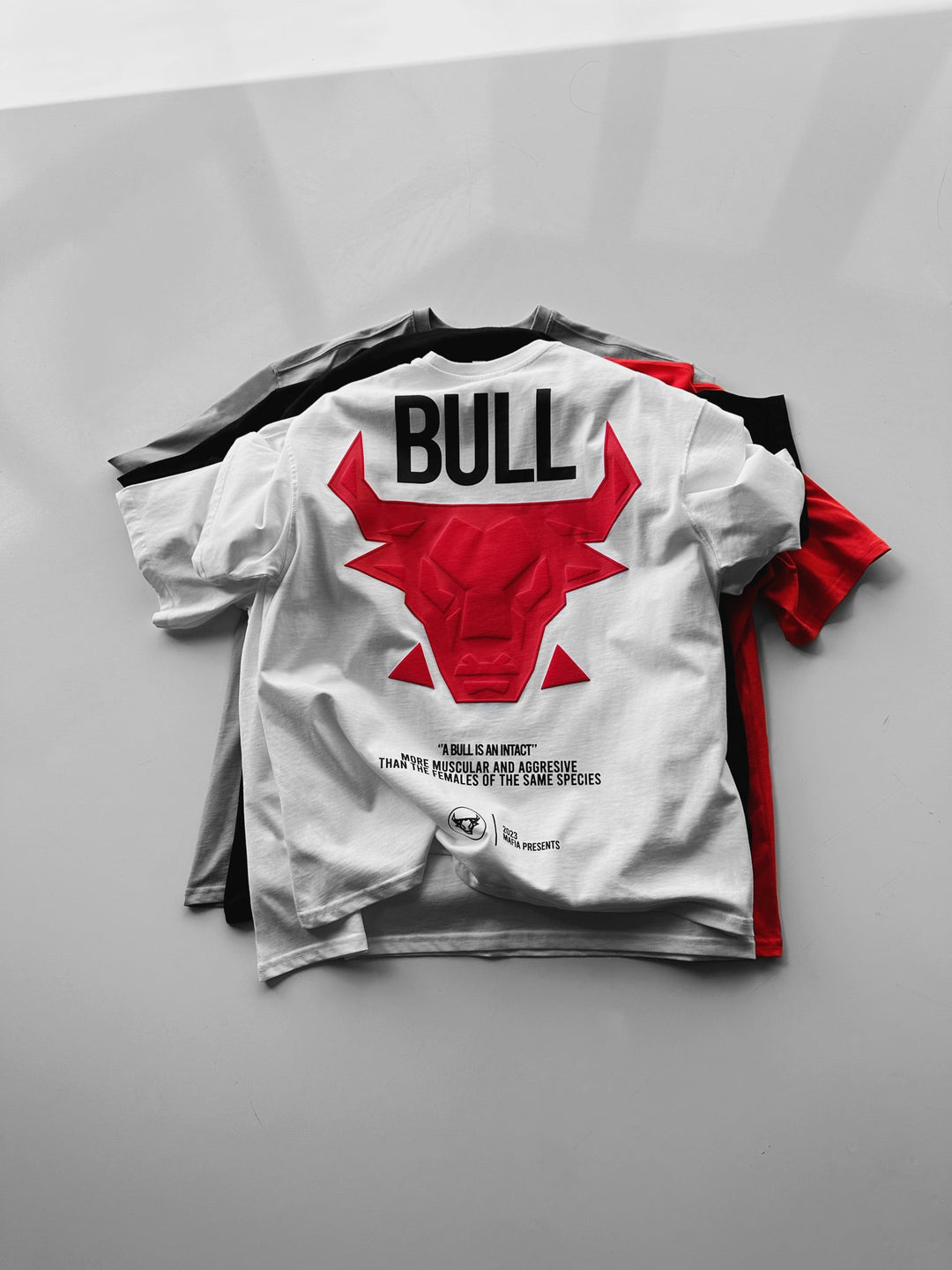 T-shirt Oversize Bull - Biały i Czerwony