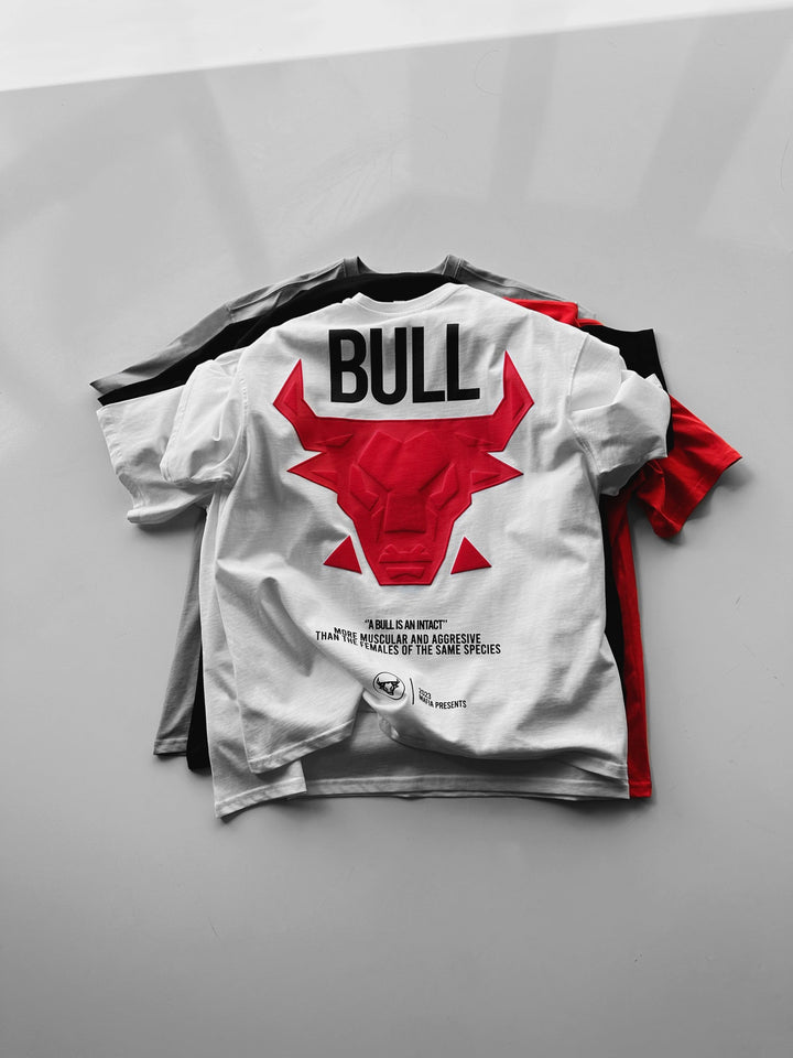 T-shirt Oversize Bull - Biały i Czerwony