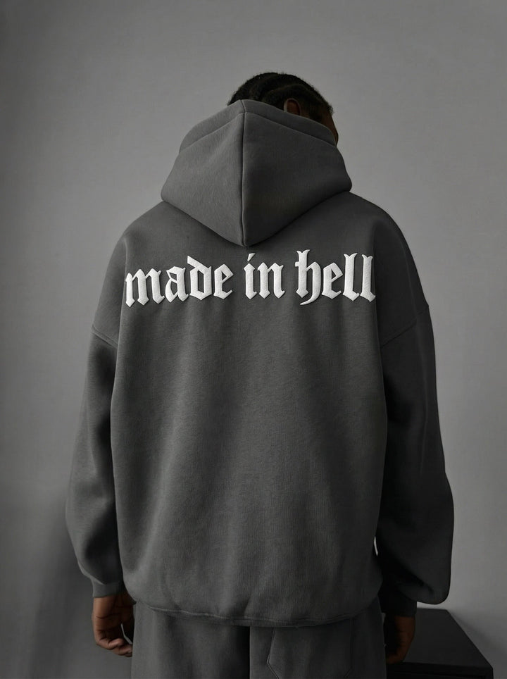 Oversize Made in Hell Hoodie - Antracyt